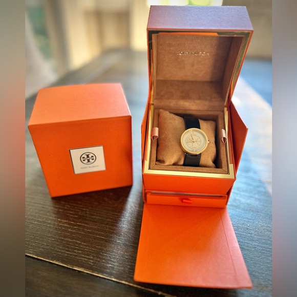Tory Burch Accessories - Tory Burch Gold and Black Reva Watch